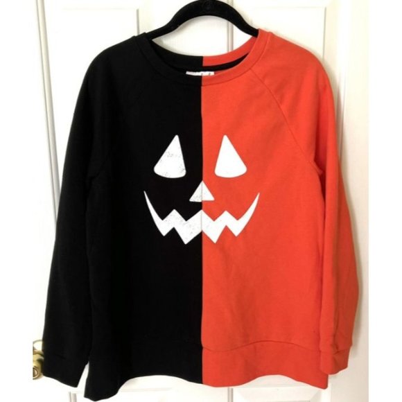 Isabel Maternity Womens Pumpkin Face Graphic Maternity Sweatshirt Orange Sz XS - Picture 3 of 6